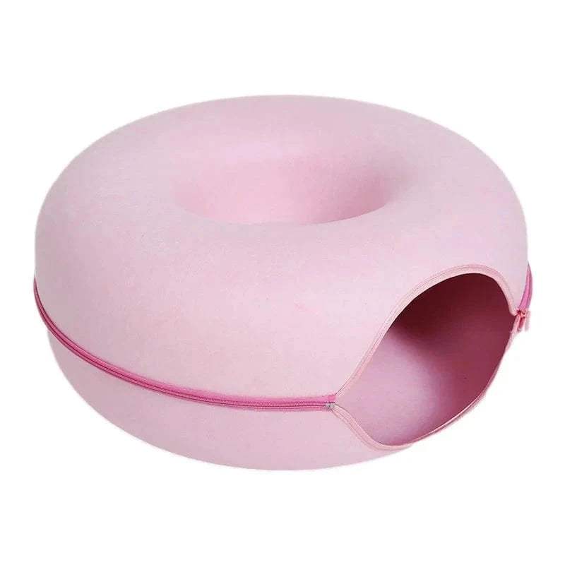 Snuffle Snouts Pink / 50x50x20cm Donut Cat Bed for 2 Cats Pet Cat Tunnel Toys Kitten House Basket Interactive Play Toys for Cats Natural Felt Rabbit Cave Nest