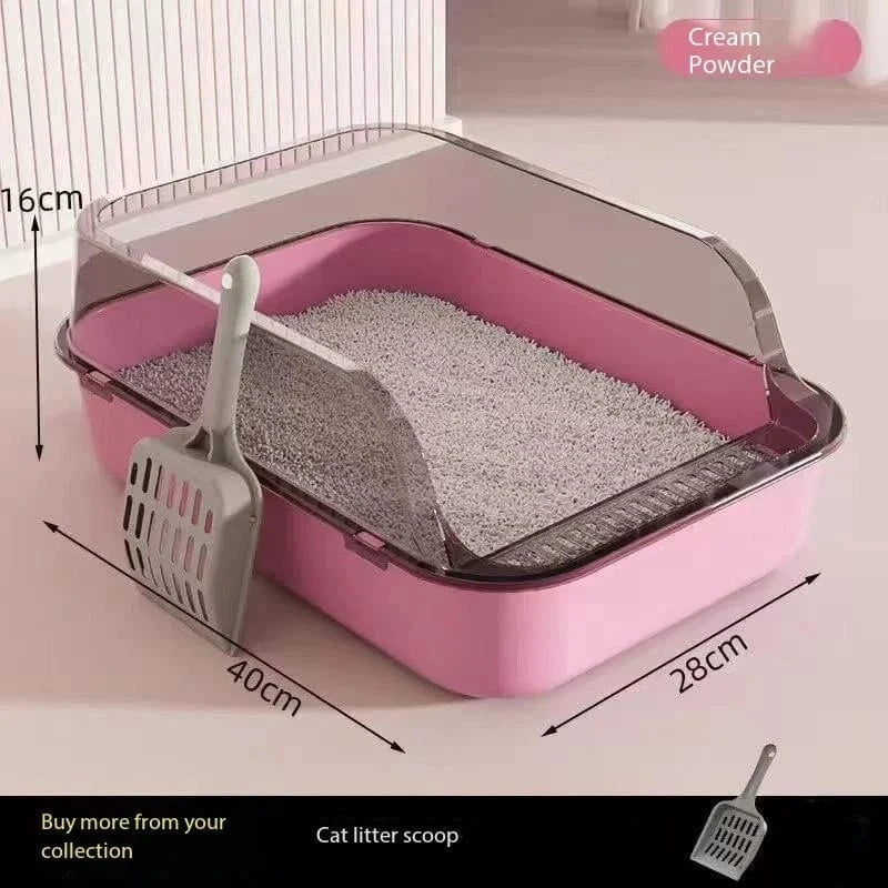 Snuffle Snouts pink Cat Litter Box Semi-closed Removable Splashproof Cats Toilet Non-Stick Large Capacity Pet Supplies Kitten Tray Cat Toilet Bowl