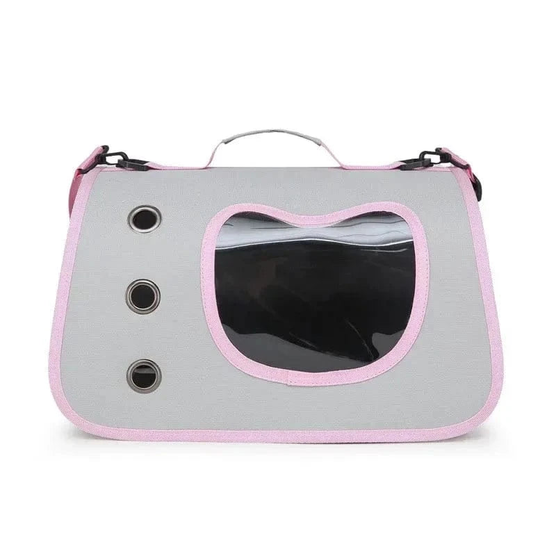 Snuffle Snouts Pink Expandable 3-in-1 Cat Carrier Bag Lightweight Foldable Handheld Tote with Privacy Cover for Small Cats Dogs Travel Accessories