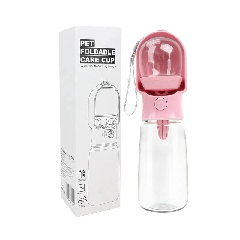 Snuffle Snouts pink L 500 180ML Portable Dog Water Bottle with Storage Food and Water Container for Puppy Pets Dogs Feeder Bowl Outdoor Travel Pet Supplies