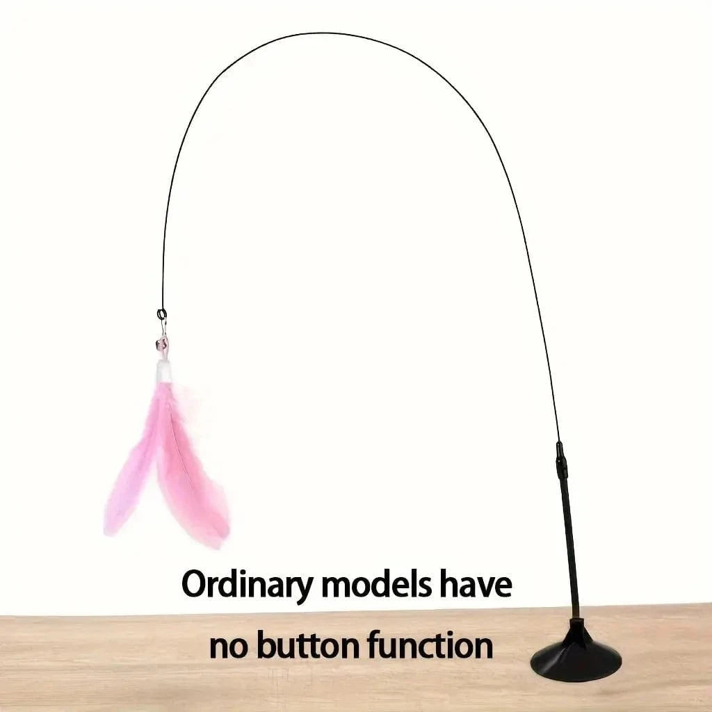 Snuffle Snouts Pink Normal Cat Teaser Toy - Interactive Bell & Feather Wand - Long Suction Cup Pole for Exciting Playtime Adventures - Ultimate Cat Toy
