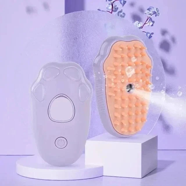 Snuffle Snouts PURPLE 3 in 1 Cat Comb Brush Electric Spray Cat Steam Brush Spray Cat Hair Brushes for Massage Pet Float remover Cat Supplies