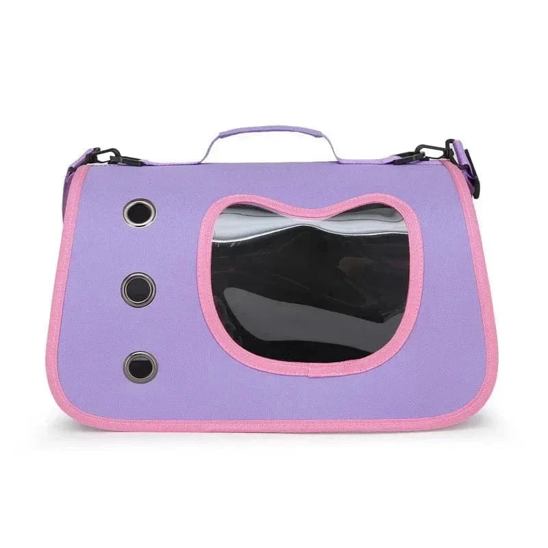 Snuffle Snouts Purple Expandable 3-in-1 Cat Carrier Bag Lightweight Foldable Handheld Tote with Privacy Cover for Small Cats Dogs Travel Accessories