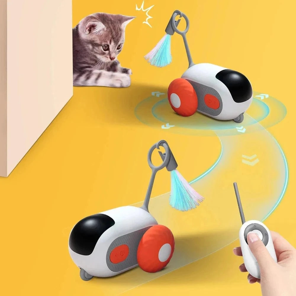 Snuffle Snouts Smart Cat Toy 2 Modes Automatic Moving Remote Controlled Toy Car for Cats Dogs Interactive Playing Kitten Training Pet Supplies
