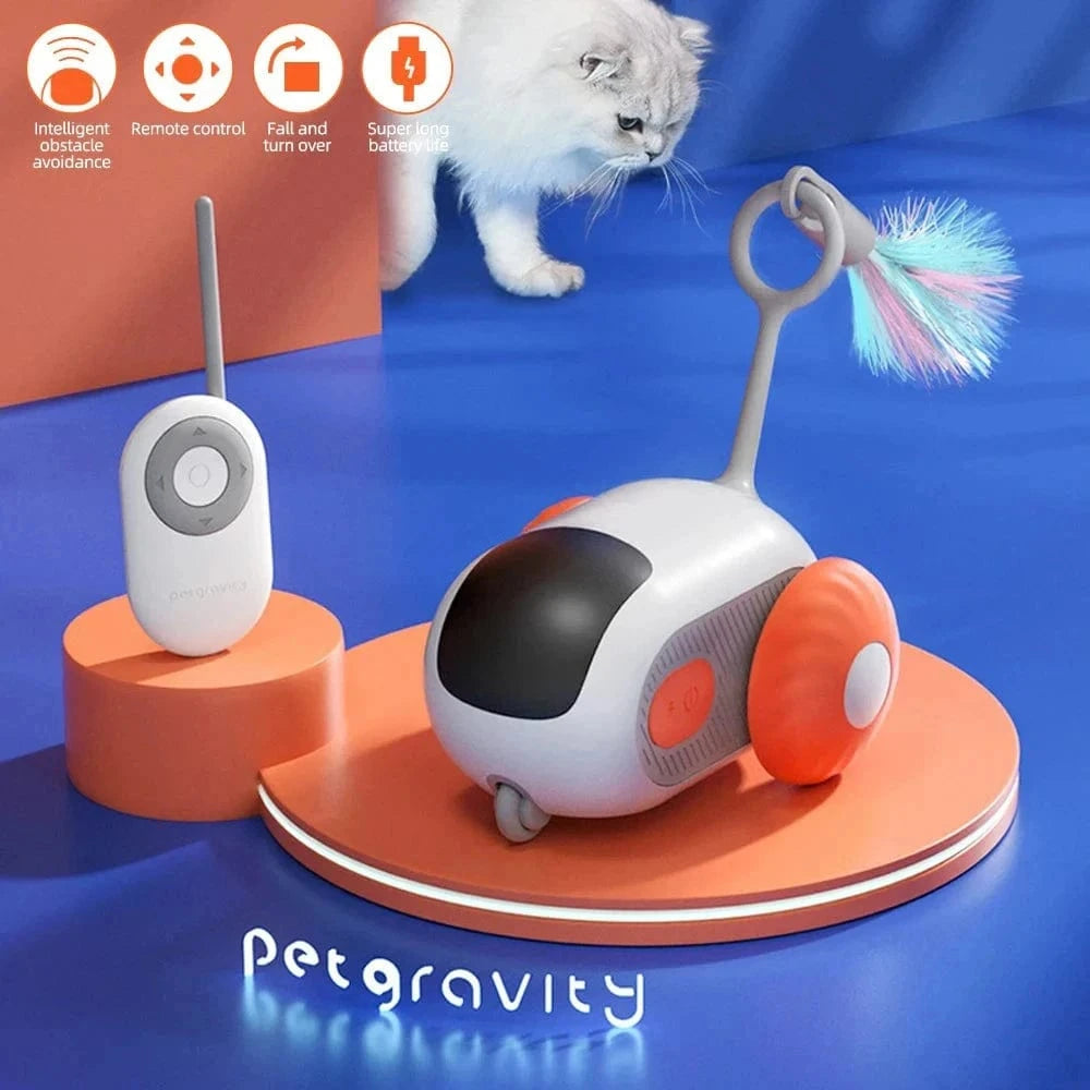 Snuffle Snouts Smart Cat Toy 2 Modes Automatic Moving Remote Controlled Toy Car for Cats Dogs Interactive Playing Kitten Training Pet Supplies