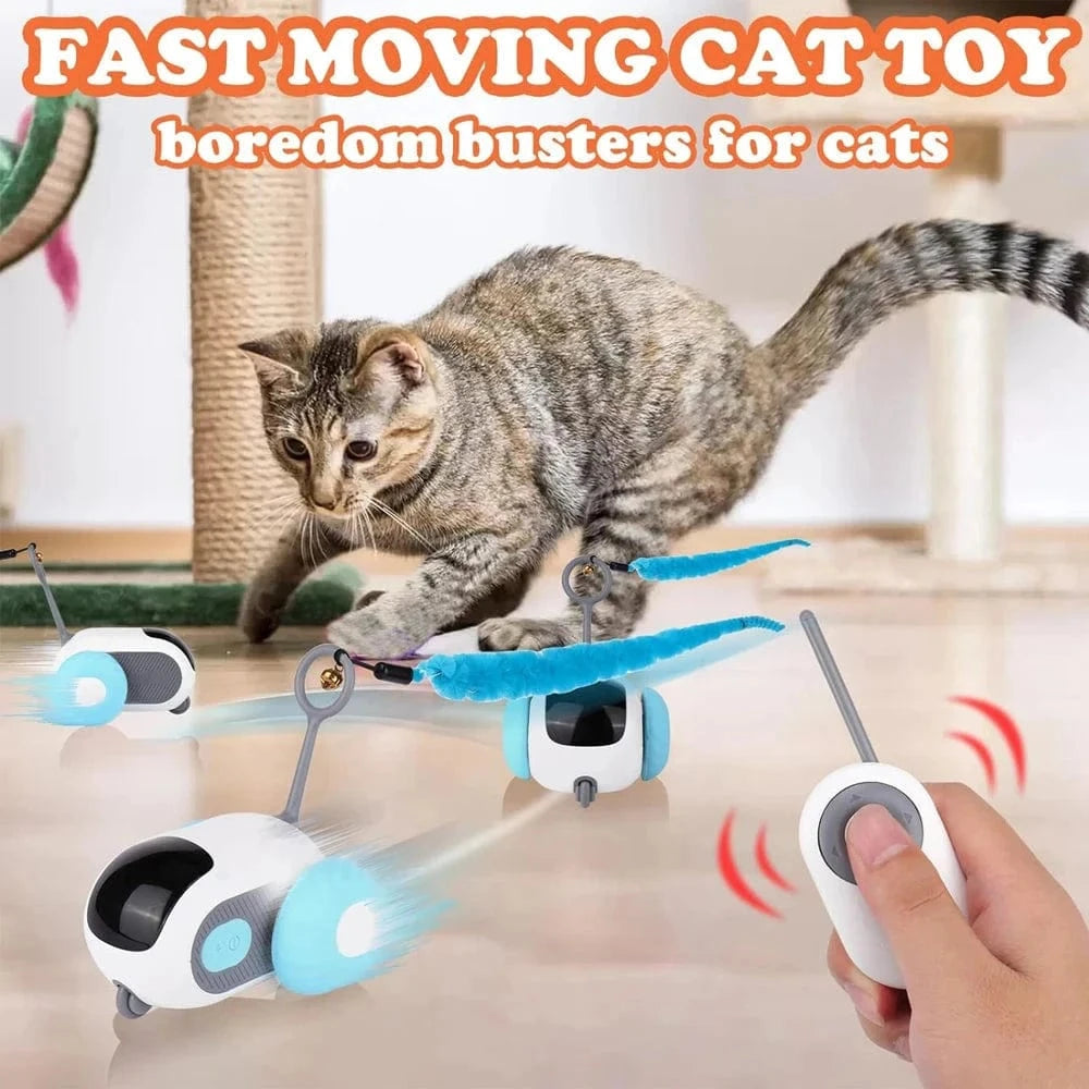 Snuffle Snouts Smart Cat Toy 2 Modes Automatic Moving Remote Controlled Toy Car for Cats Dogs Interactive Playing Kitten Training Pet Supplies