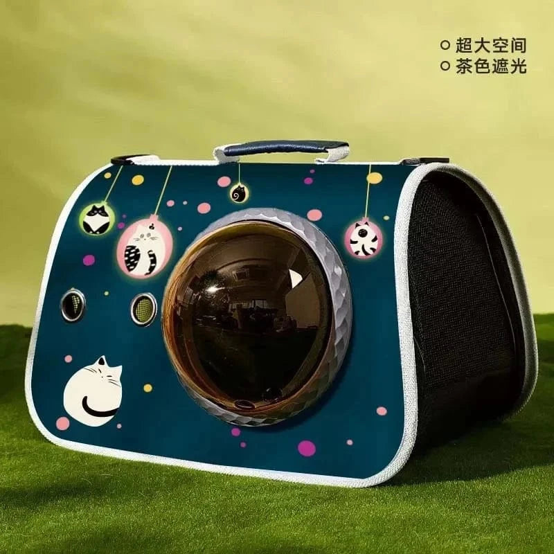 Snuffle Snouts starlit sky Expandable 3-in-1 Cat Carrier Bag Lightweight Foldable Handheld Tote with Privacy Cover for Small Cats Dogs Travel Accessories