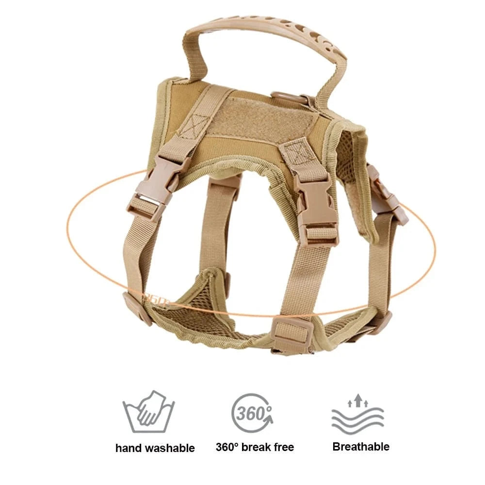Snuffle Snouts Tactical Cat Harness For Walking Escape Proof Adjustable Pet Vest Harness Soft Mesh With Control Handle For Large Cat Small Dog