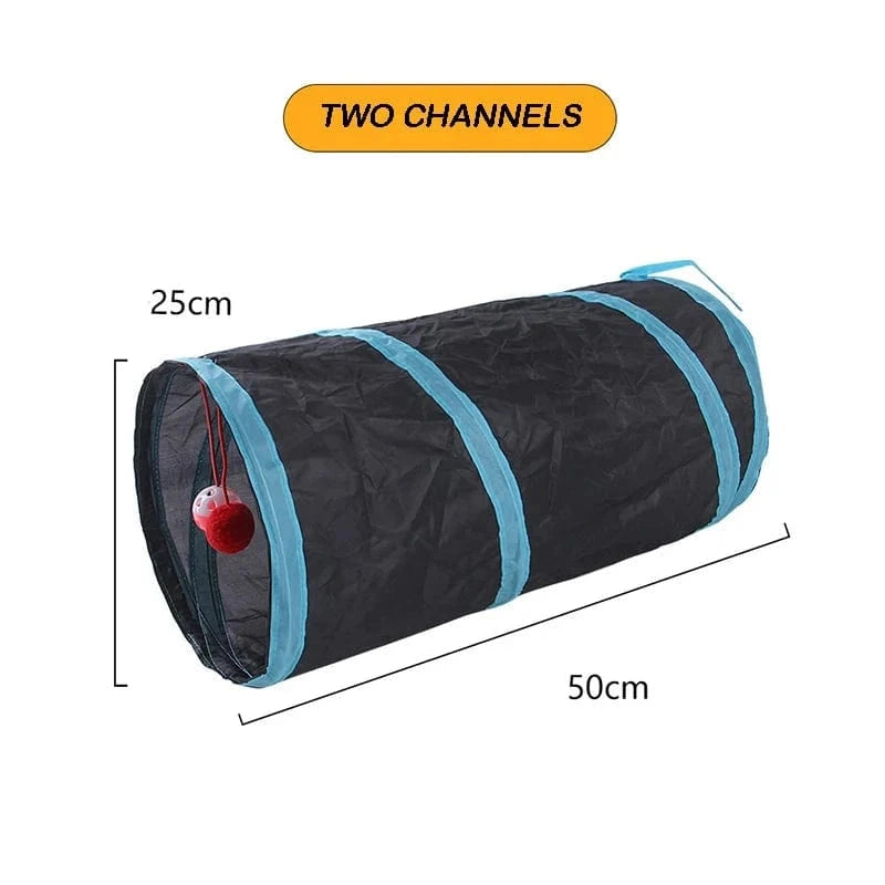 Snuffle Snouts Two tunnels Cat Tunnel Foldable Cats Tunnel Cat Toy Breathable Drill Barrel for Indoor loud paper Pet Supplies Cat S Y Pass Play Tunnel