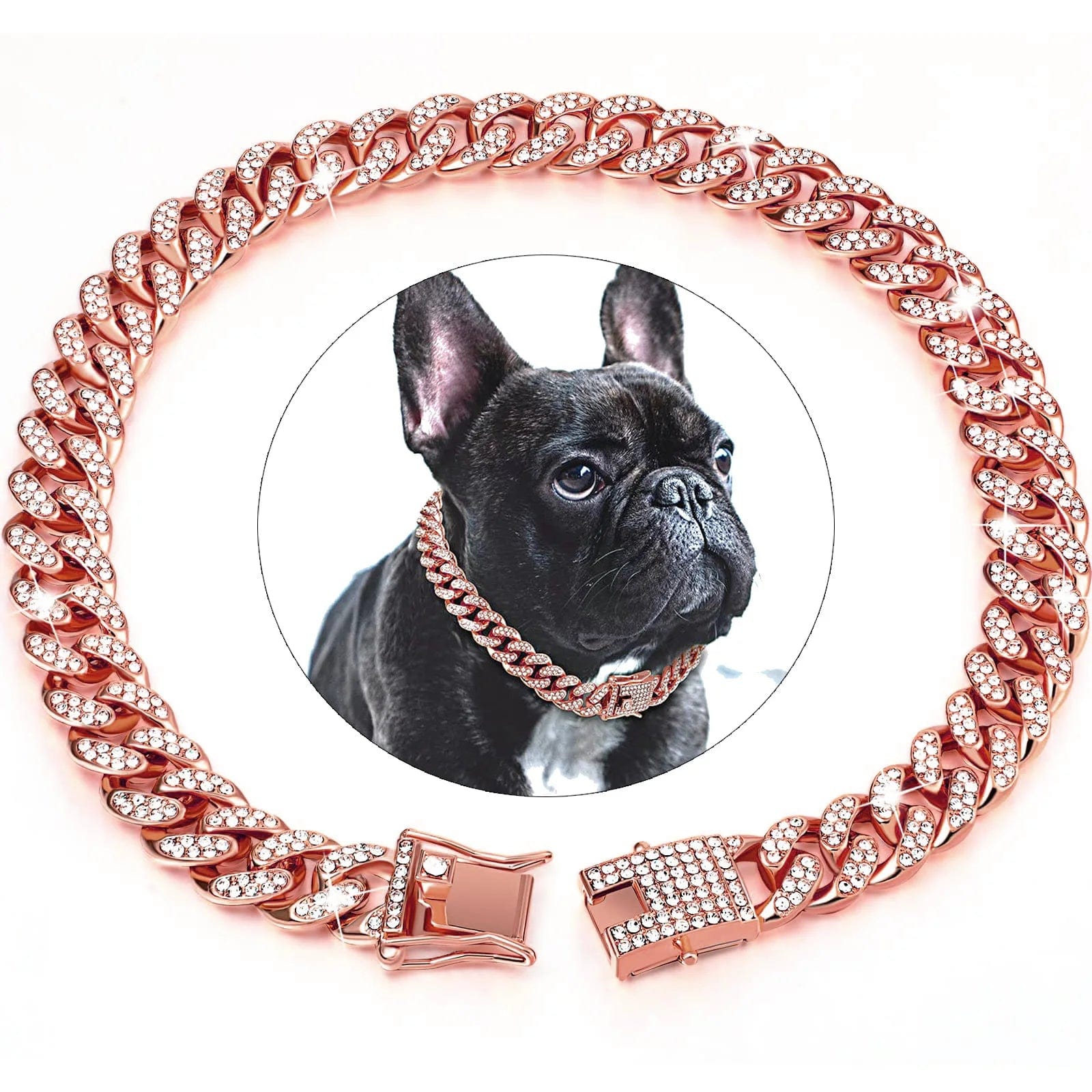 Snuffele Snouts Diamant Cubaanse Kettingen RoseGold / 45cm-18inch / CHINA Diamond Cuban Chains