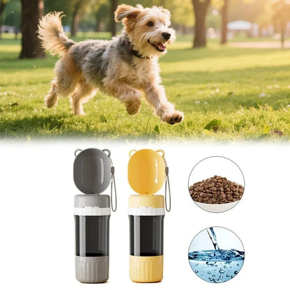 Snuffle Snouts 2-in-1 Travel Dog Bottle – 400ml Water + 180ml Food Leak-Proof Tumbler with Detachable Bowls for On-the-Go Pets
