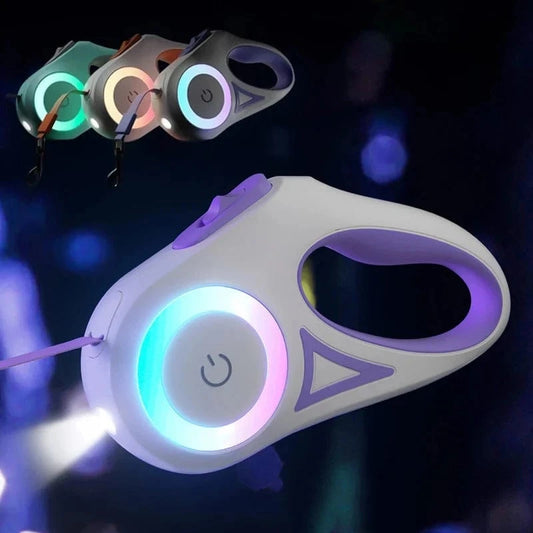 Snuffle Snouts 2025 LED Retractable Leash with light for Puppies Small Medium 2 dogs Cats Pet Harness straps collar Accessories 3m 5m Roulette