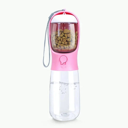 Snuffle Snouts 550ML add 100g Pink / CHINA Portable Water Bottle For Dogs Puppy Drinking Bottle Travel Pet Drinker Leakproof Dog Bowl Food Containers Dog Accessories