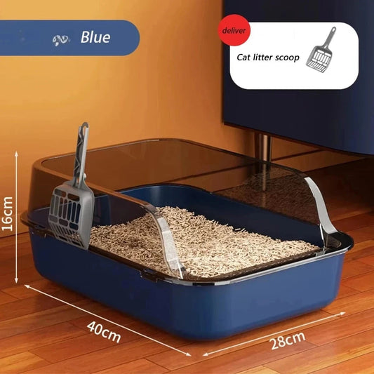 Snuffle Snouts blue Cat Litter Box Semi-closed Removable Splashproof Cats Toilet Non-Stick Large Capacity Pet Supplies Kitten Tray Cat Toilet Bowl