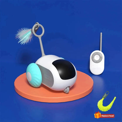 Snuffle Snouts Blue Smart Cat Toy 2 Modes Automatic Moving Remote Controlled Toy Car for Cats Dogs Interactive Playing Kitten Training Pet Supplies