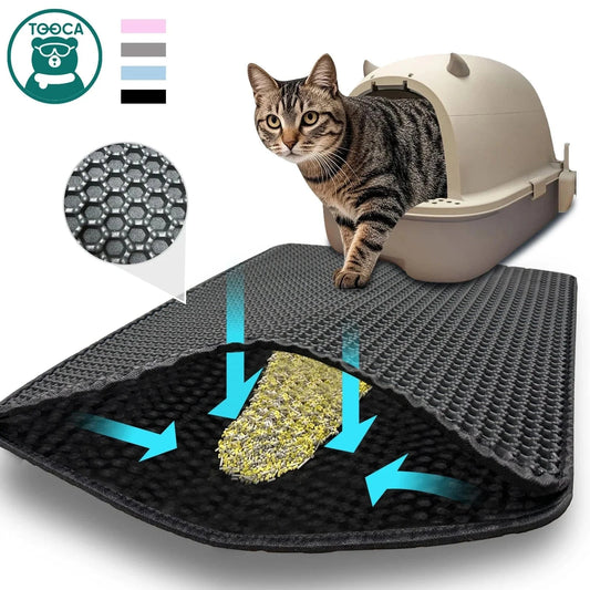 Snuffle Snouts Cat Litter Mat Double Layer Cat Litter Box Waterproof Mat Non-slip Sand Cat Foldable Pad Washable Mat Pet Clean Supplies