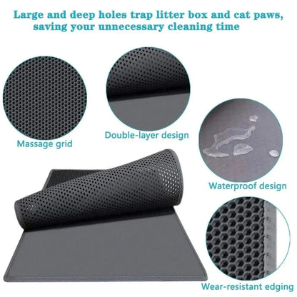 Snuffle Snouts Cat Litter Mat Double Layer Cat Litter Box Waterproof Mat Non-slip Sand Cat Foldable Pad Washable Mat Pet Clean Supplies