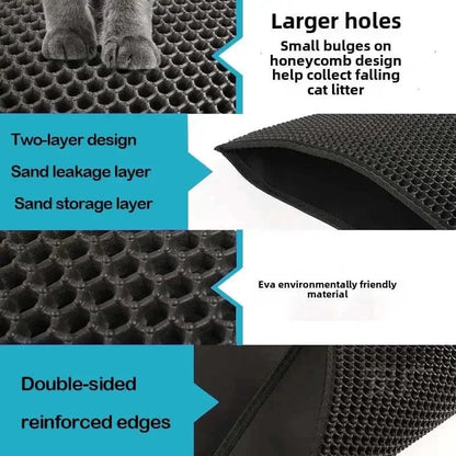 Snuffle Snouts Cat Litter Mat Double Layer Cat Litter Box Waterproof Mat Non-slip Sand Cat Foldable Pad Washable Mat Pet Clean Supplies