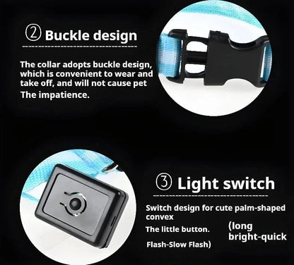 Snuffle Snouts Dog Collar Nylon LED Night Safety Flashing Glow In The Dark Pet Dog Leash pet Dogs Luminous Fluorescent  dog accessories collar
