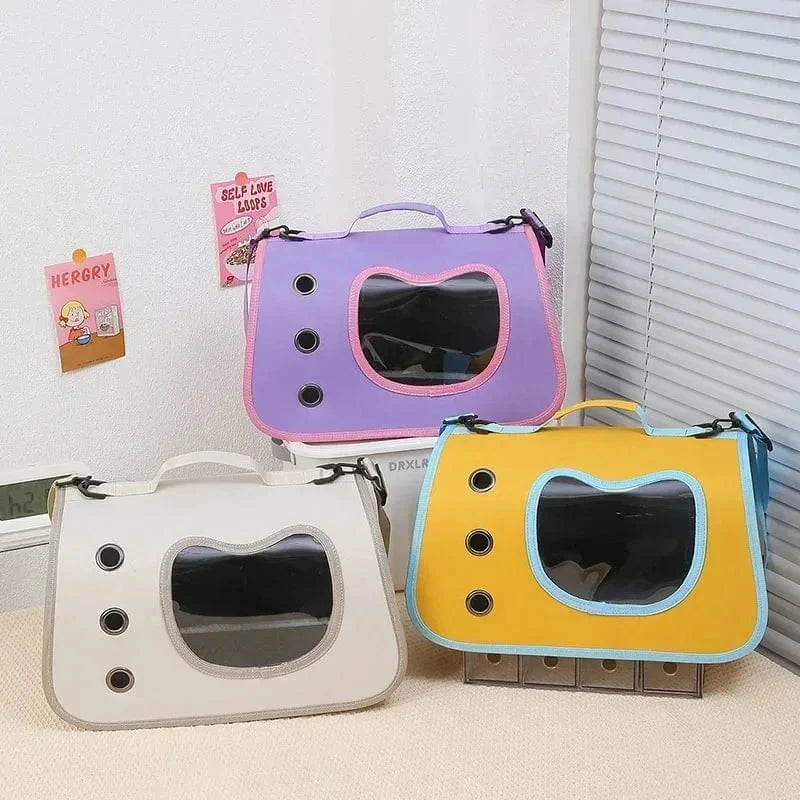 Snuffle Snouts Expandable 3-in-1 Cat Carrier Bag Lightweight Foldable Handheld Tote with Privacy Cover for Small Cats Dogs Travel Accessories