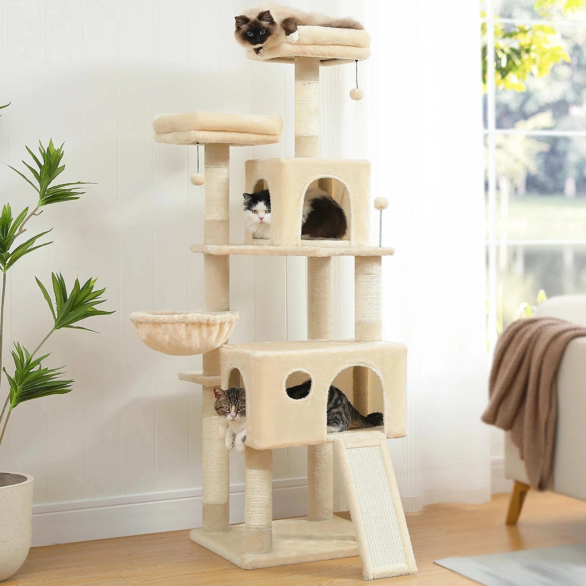 Snuffle Snouts Free Shipping  Multi-Level Cat Tree For Cats With Cozy Perches Stable Cat Climbing Frame Cat Scratch Board Toys Cat Furniture