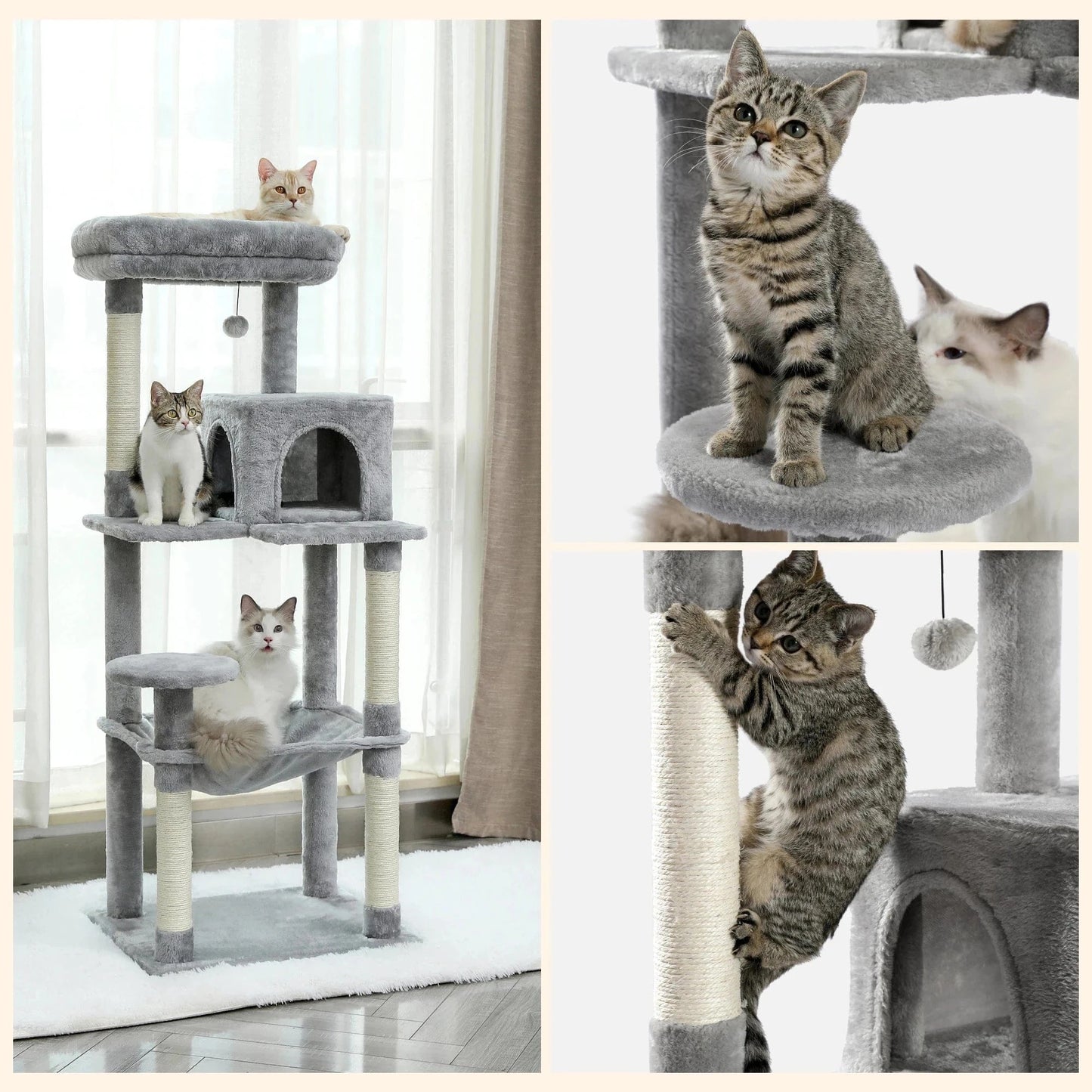 Snuffle Snouts Free Shipping  Multi-Level Cat Tree For Cats With Cozy Perches Stable Cat Climbing Frame Cat Scratch Board Toys Cat Furniture