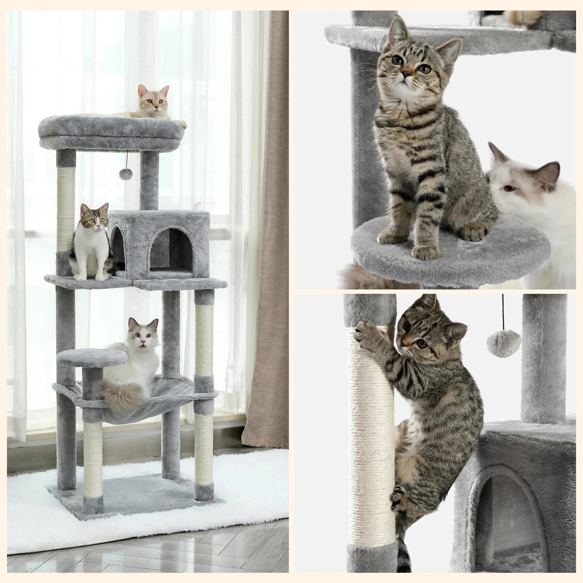 Snuffle Snouts Free Shipping  Multi-Level Cat Tree For Cats With Cozy Perches Stable Cat Climbing Frame Cat Scratch Board Toys Cat Furniture