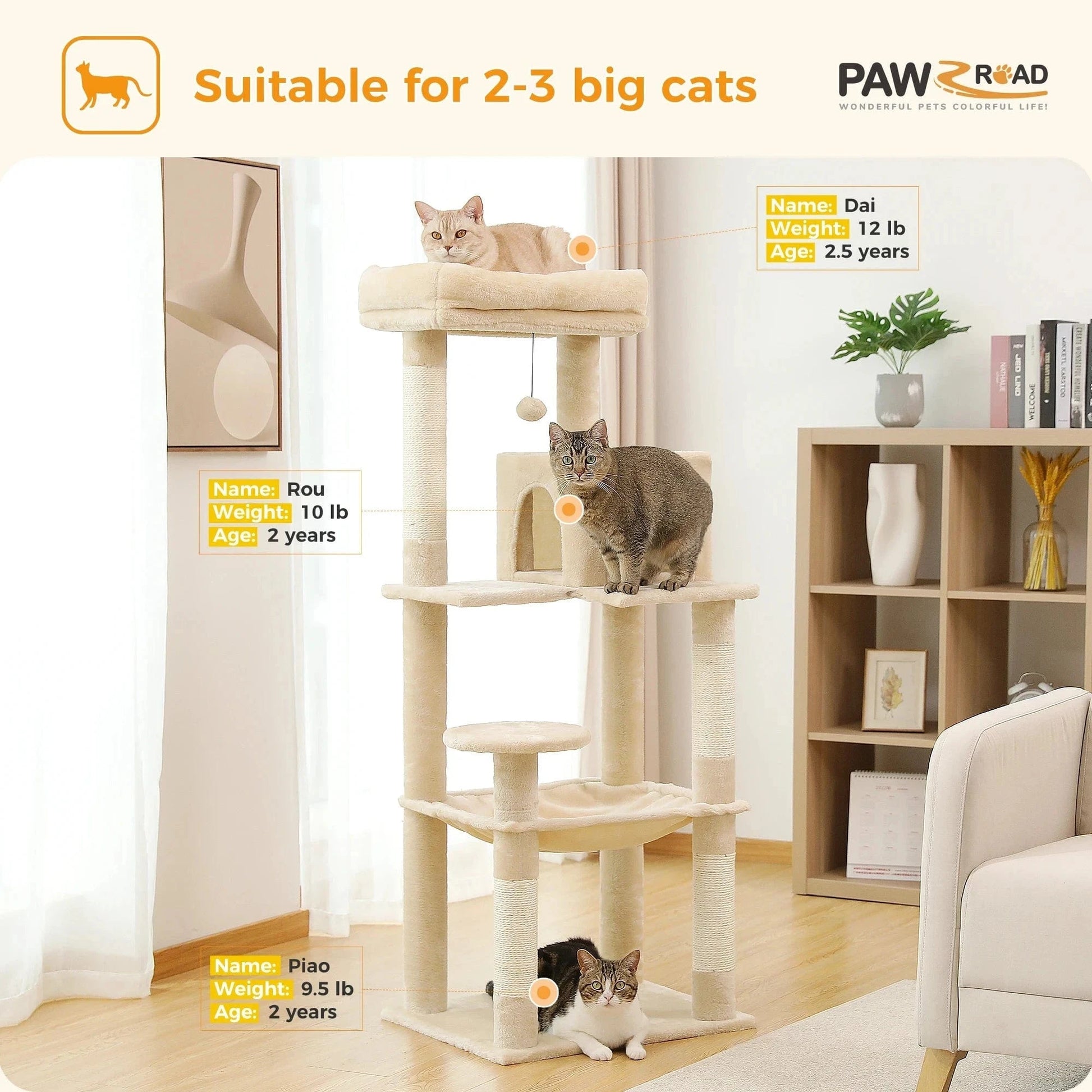Snuffle Snouts Free Shipping  Multi-Level Cat Tree For Cats With Cozy Perches Stable Cat Climbing Frame Cat Scratch Board Toys Cat Furniture