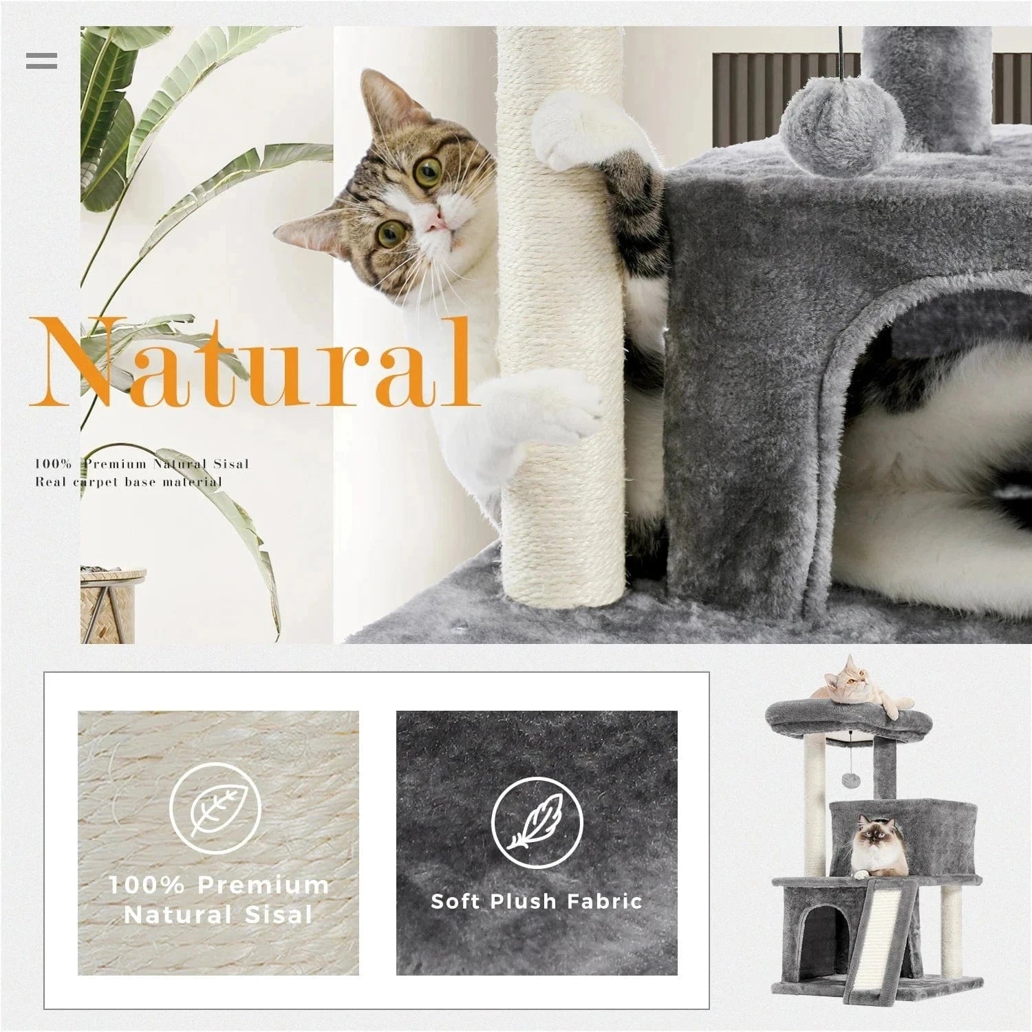 Snuffle Snouts Free Shipping  Multi-Level Cat Tree For Cats With Cozy Perches Stable Cat Climbing Frame Cat Scratch Board Toys Cat Furniture