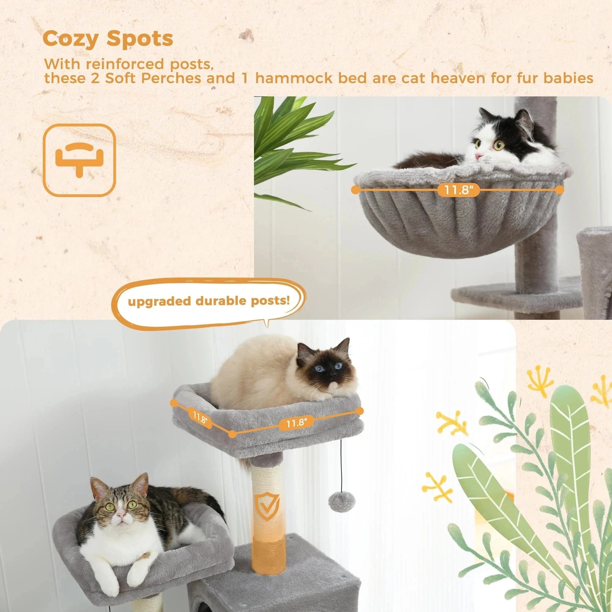 Snuffle Snouts Free Shipping  Multi-Level Cat Tree For Cats With Cozy Perches Stable Cat Climbing Frame Cat Scratch Board Toys Cat Furniture