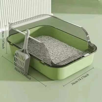Snuffle Snouts green Cat Litter Box Semi-closed Removable Splashproof Cats Toilet Non-Stick Large Capacity Pet Supplies Kitten Tray Cat Toilet Bowl