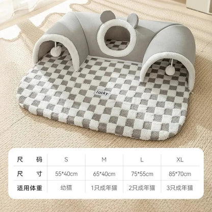 Snuffle Snouts grey / XL-85x70cm New 2024 Autumn and Winter Cat Elk Hide and Seek Cat Tunnel Play Sleeping Integrated Pet Nest Kennel Small Dog Accessories