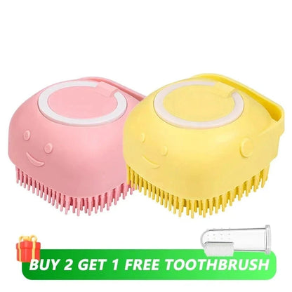 Snuffle Snouts Kit 2 Dog Bath Brush Silicone Pet Shampoo Brush Soap Dog Scrubber Cat Massage Grooming Wash Comb Soft Rubber Puppy Clean Brush