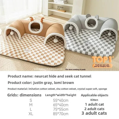 Snuffle Snouts New 2024 Autumn and Winter Cat Elk Hide and Seek Cat Tunnel Play Sleeping Integrated Pet Nest Kennel Small Dog Accessories