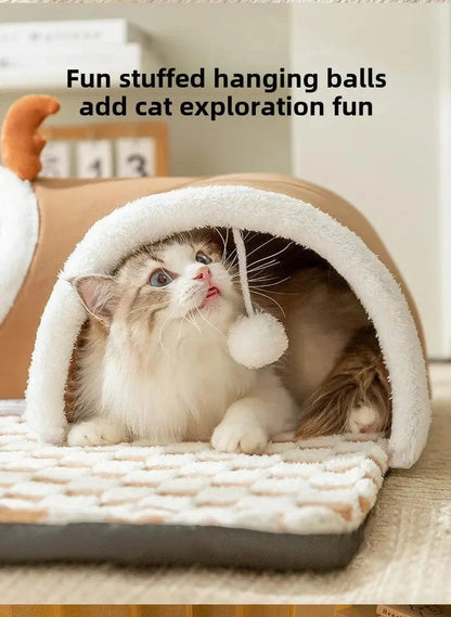 Snuffle Snouts New 2024 Autumn and Winter Cat Elk Hide and Seek Cat Tunnel Play Sleeping Integrated Pet Nest Kennel Small Dog Accessories