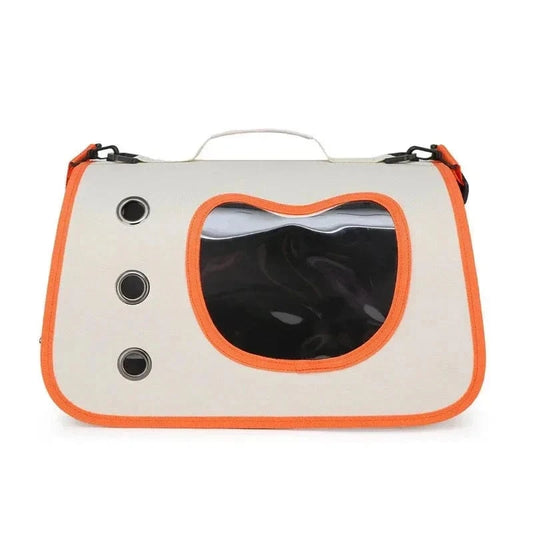 Snuffle Snouts Orange Expandable 3-in-1 Cat Carrier Bag Lightweight Foldable Handheld Tote with Privacy Cover for Small Cats Dogs Travel Accessories