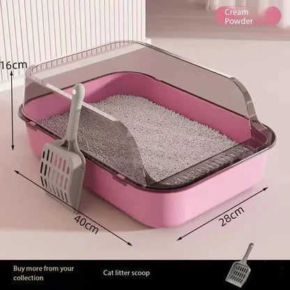Snuffle Snouts pink Cat Litter Box Semi-closed Removable Splashproof Cats Toilet Non-Stick Large Capacity Pet Supplies Kitten Tray Cat Toilet Bowl
