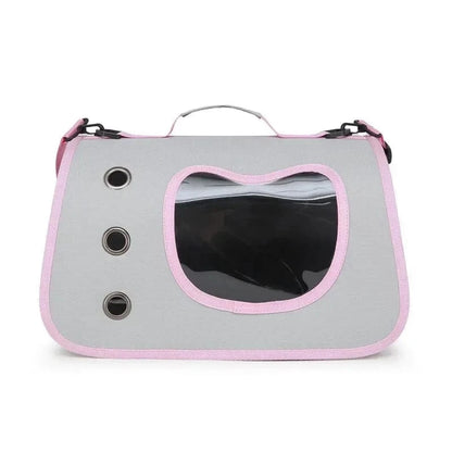Snuffle Snouts Pink Expandable 3-in-1 Cat Carrier Bag Lightweight Foldable Handheld Tote with Privacy Cover for Small Cats Dogs Travel Accessories
