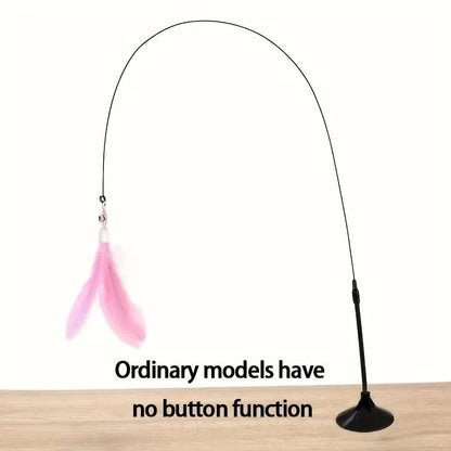 Snuffle Snouts Pink Normal Cat Teaser Toy - Interactive Bell & Feather Wand - Long Suction Cup Pole for Exciting Playtime Adventures - Ultimate Cat Toy