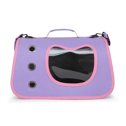 Snuffle Snouts Purple Expandable 3-in-1 Cat Carrier Bag Lightweight Foldable Handheld Tote with Privacy Cover for Small Cats Dogs Travel Accessories