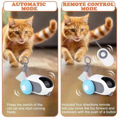 Snuffle Snouts Smart Cat Toy 2 Modes Automatic Moving Remote Controlled Toy Car for Cats Dogs Interactive Playing Kitten Training Pet Supplies
